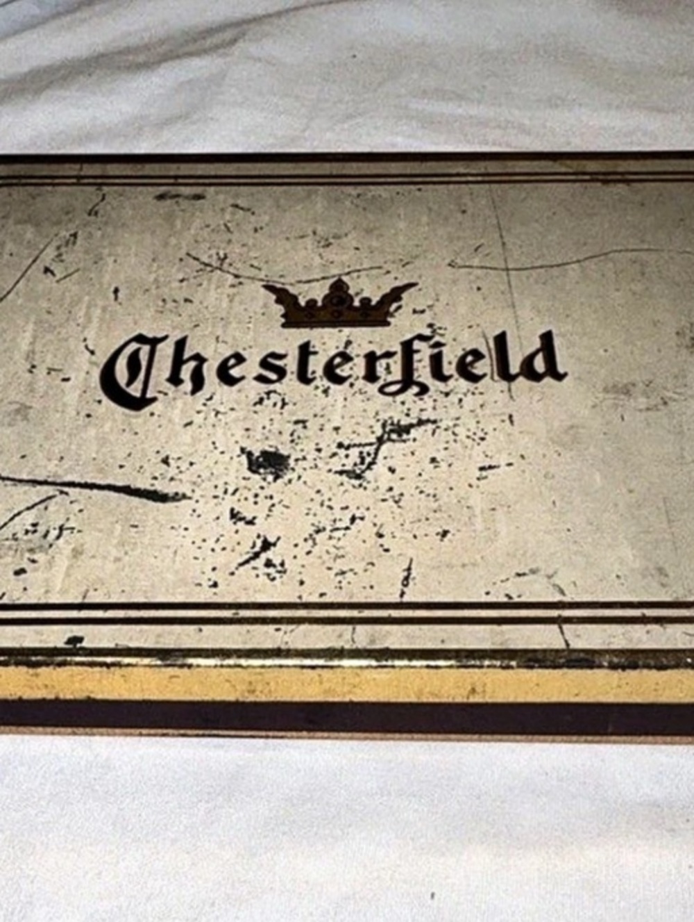 Chesterfield Flat Fifty Cigarette Tin Vintage Gold Brown